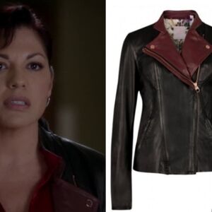 NWOT "V Cristina" faux leather jacket moto black‎